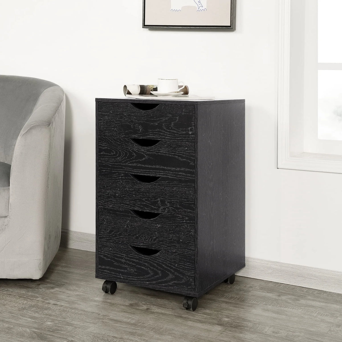 White Wooden Mobile File Cabinet Z17385