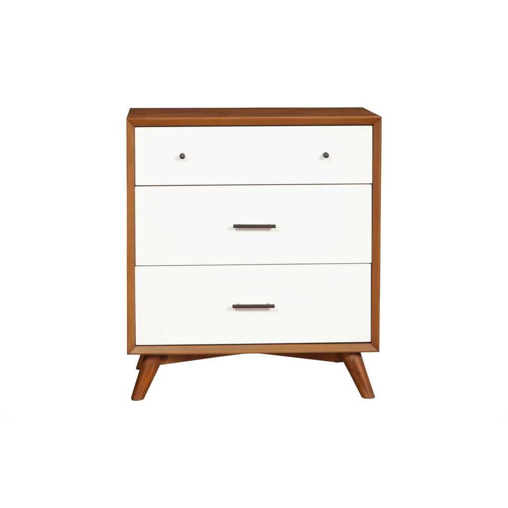 Wooden Chest With Three Drawers Brown and White I71893