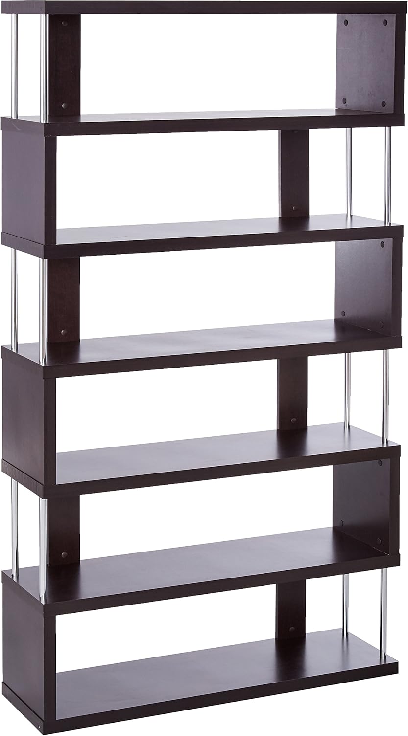 6-Shelf Dark Brown Bookcase K717