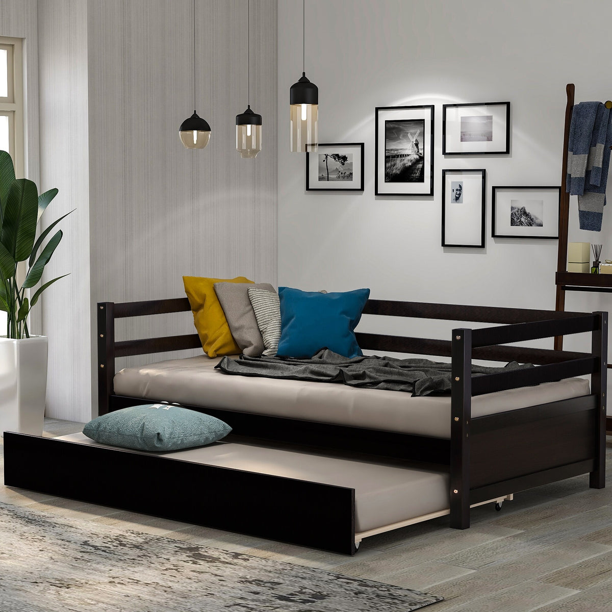 Twin Size Espresso Daybed with Trundle T2323