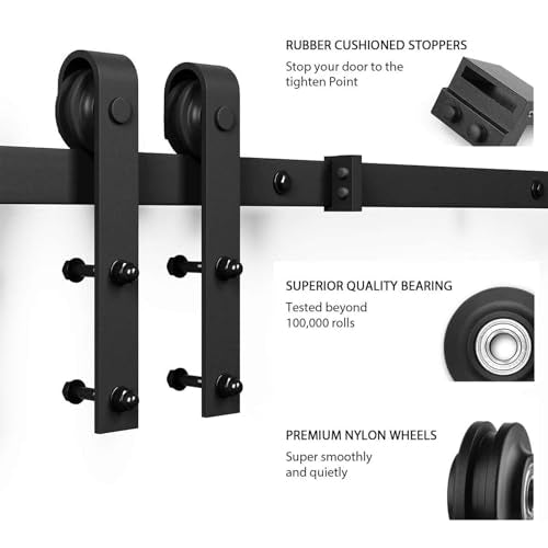 36 x 84 in Glass Barn Door with 6.6FT Sliding Hardware Kit I4496