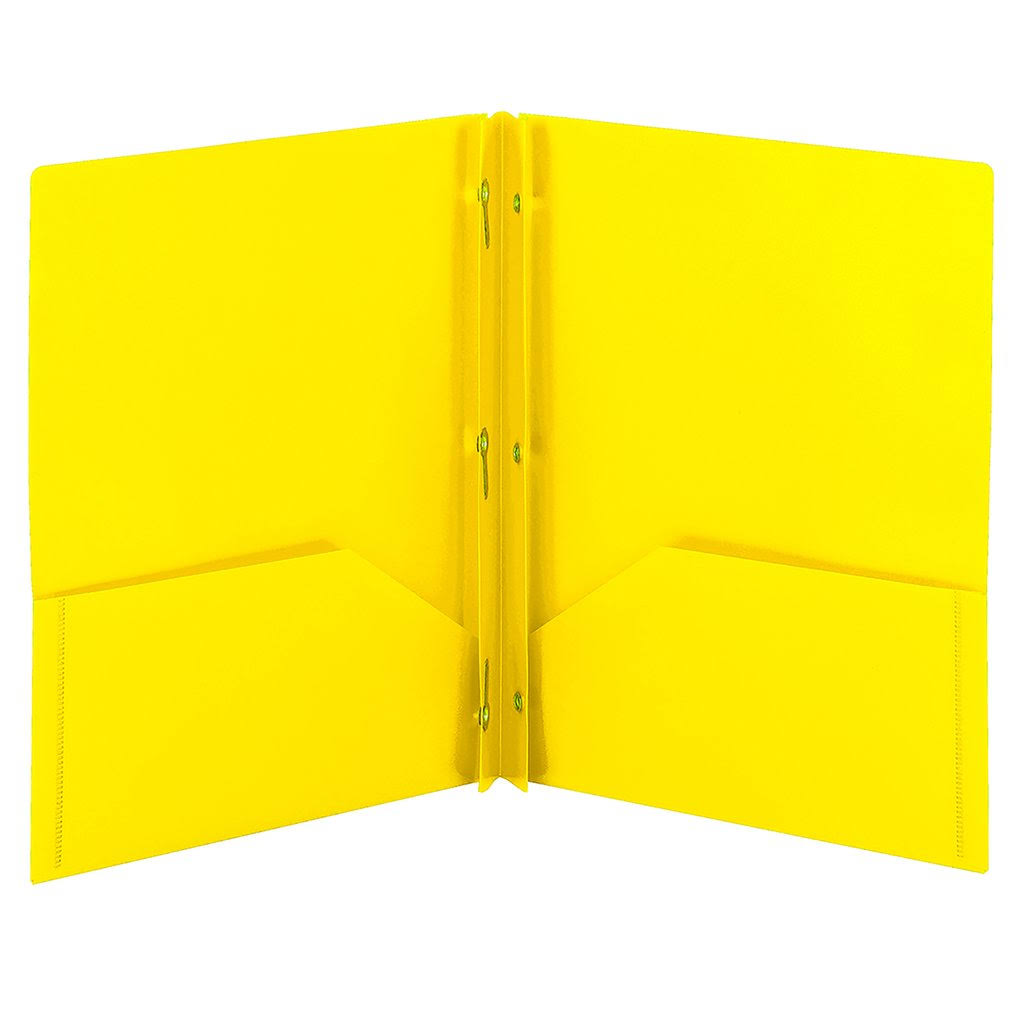 Poly Two-Pocket Folder with Fasteners, Letter Size, Yellow, 3 per Pack B316