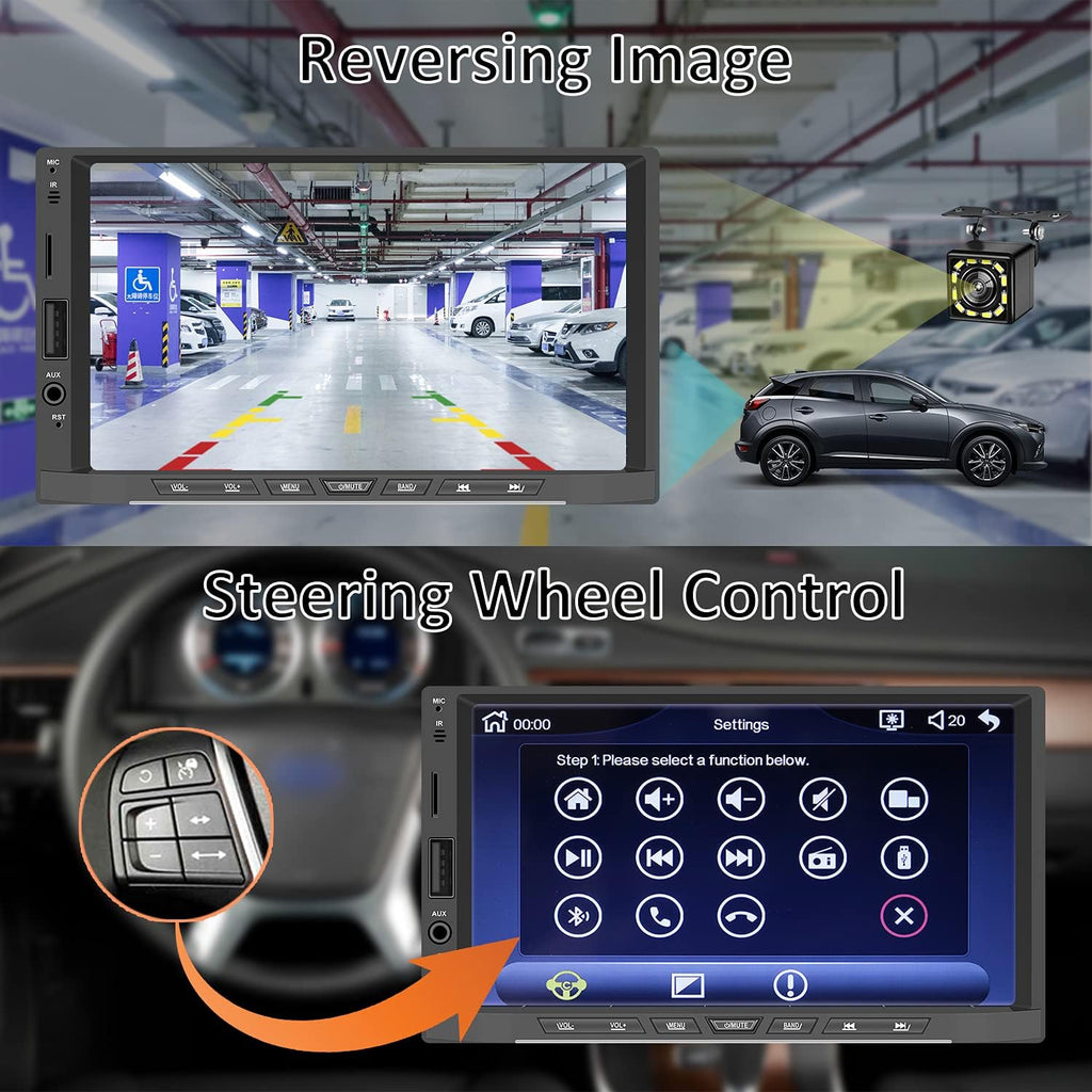 Double Din 7 Inch Touch Screen Car Stereo with Backup Camera G43687