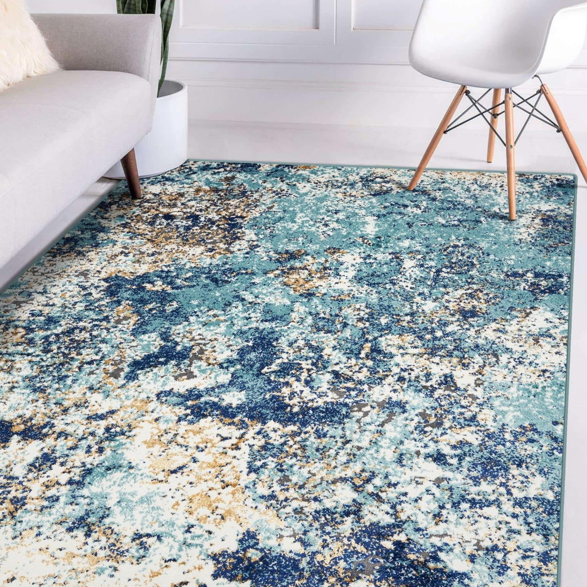 Modern Abstract Area Rug Blue 2x3 X3776