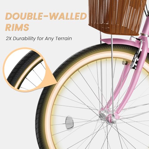 24 26 inch 7 Speed Step Through Bicycle with Front Basket S3626