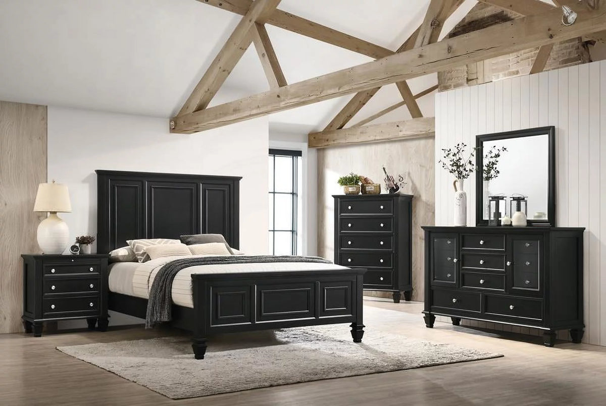 Queen Panel Bed with High Headboard Black R900825