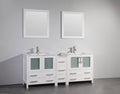 72 in. White Double Sink Ceramic Vanity Cabinet with Mirror T448843