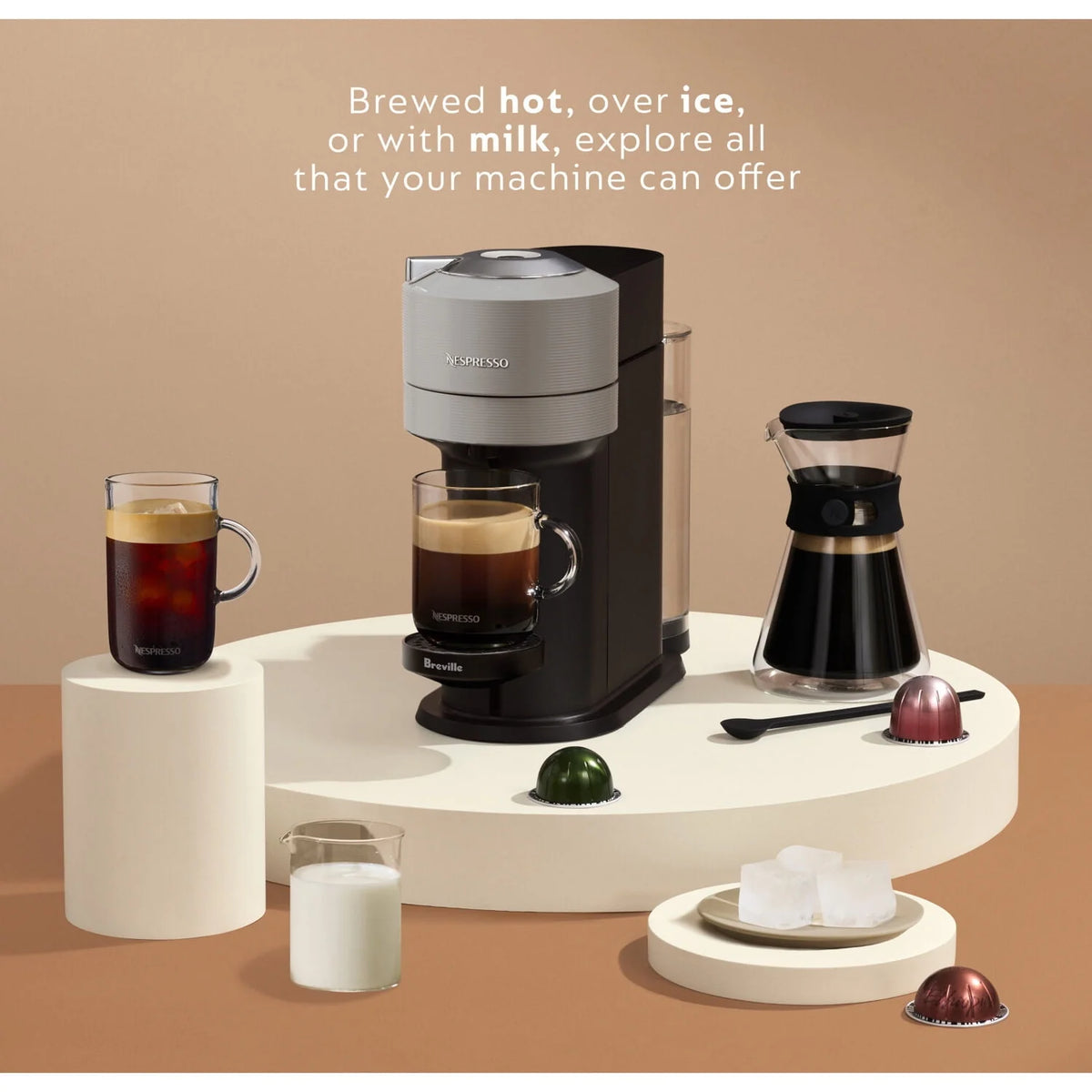Light Gray Coffee and Espresso Maker with Black Milk Frother H814