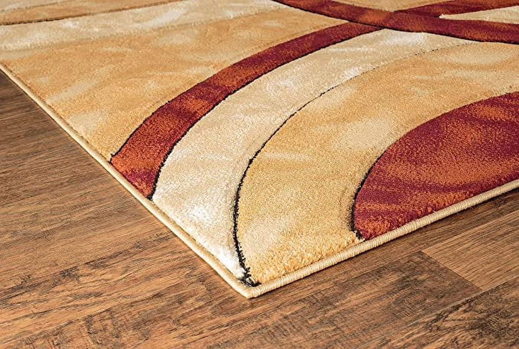 8x10 Dark Red Circles Area Rug I928