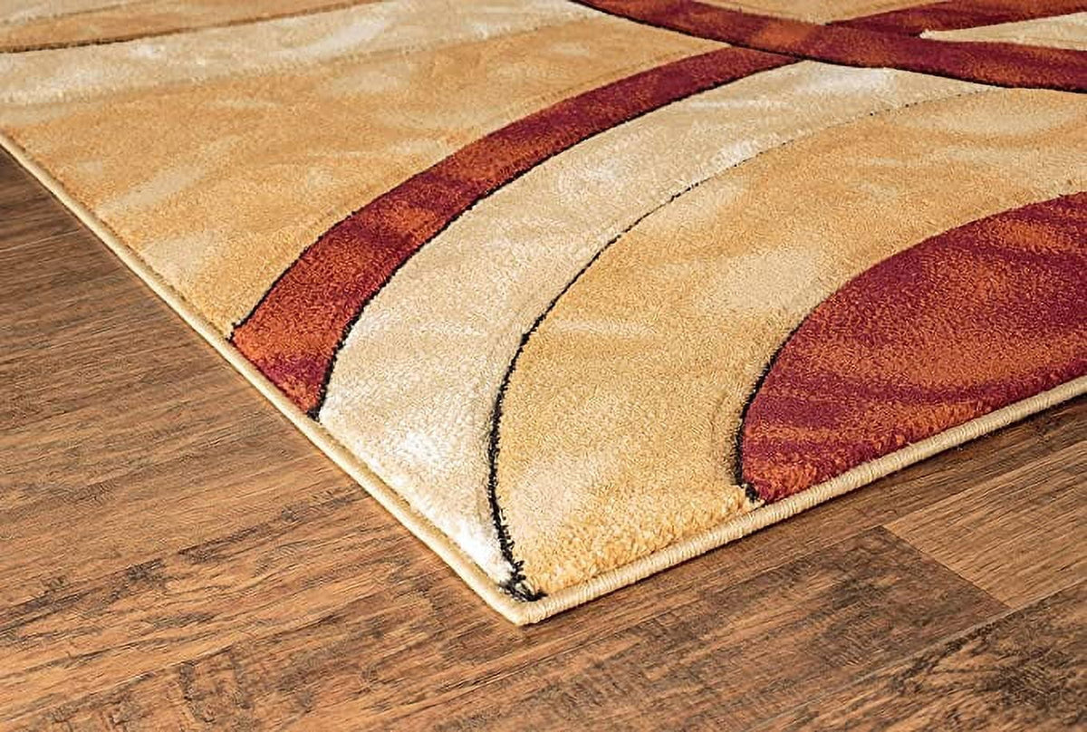 8x10 Dark Red Circles Area Rug I928