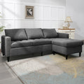 Dark Grey L Shaped Sectional Sofa with Storage Ottoman M242378