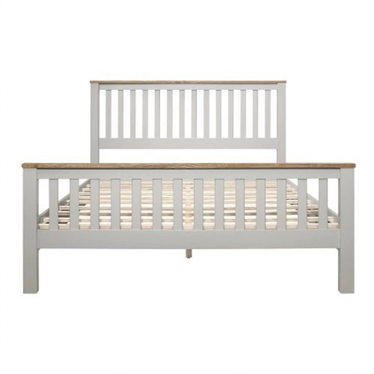 Gray Solid Platform Queen Bed with Oak Top G96741
