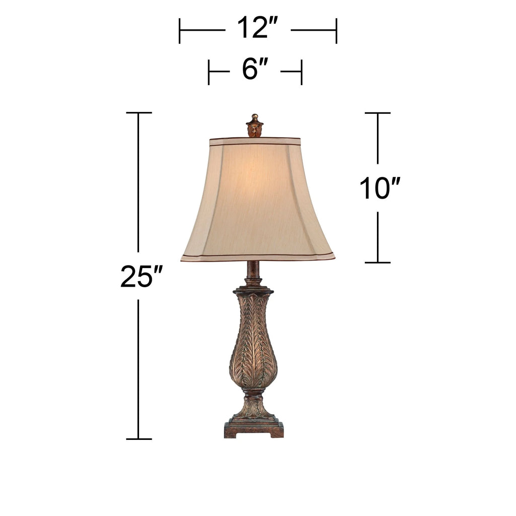 Traditional Table Lamp 25" High Beige Rectangular Shade K805145