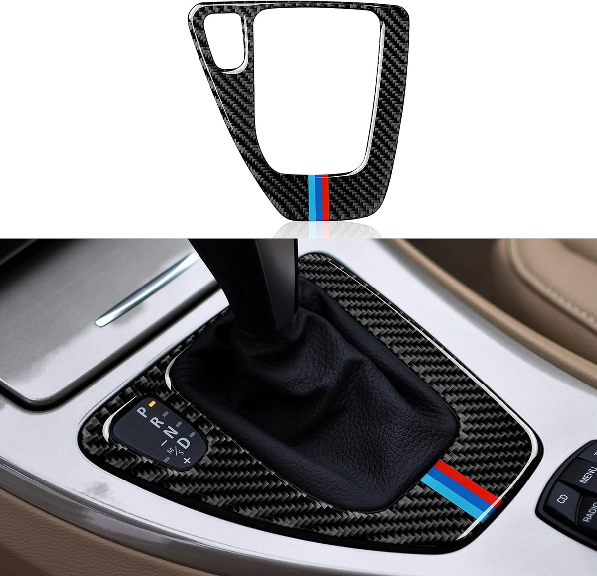 Carbon Fiber Gear Shift Panel Sticker Decal Trim Cover U119414