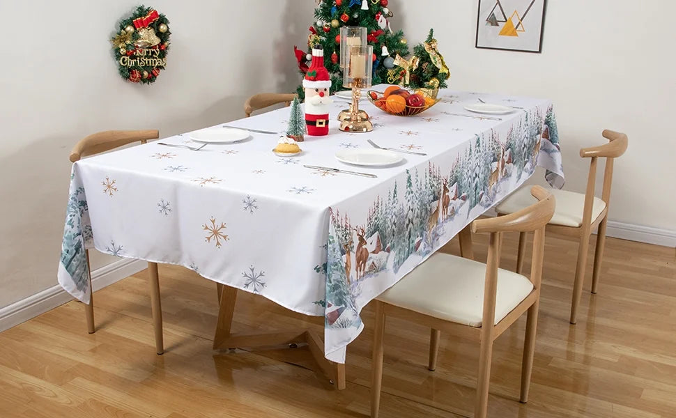 Christmas Tablecloth Rectangle 60x102in Machine Washable Polyester Y98148