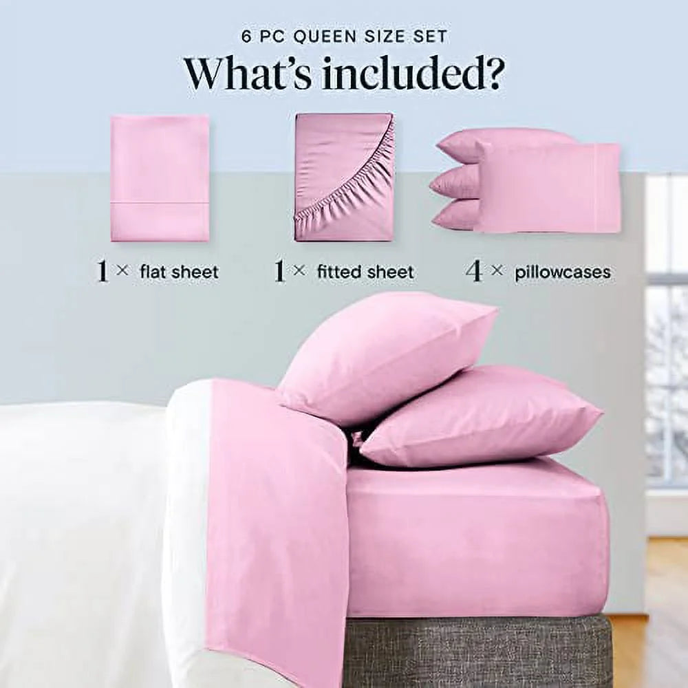 Light Plum Full Size 6 Pieces Cooling Microfiber Sheet Set W6263