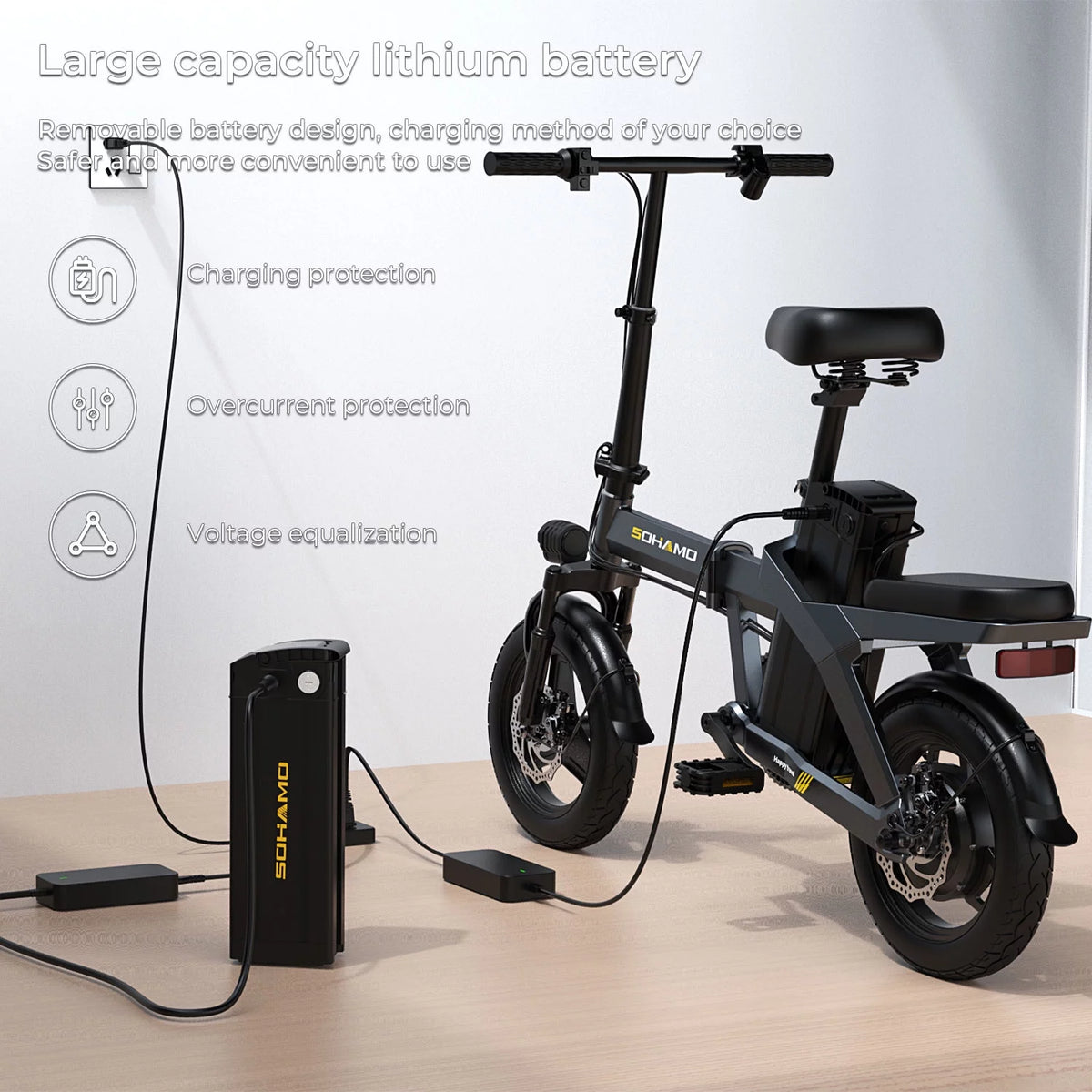 400W Folding Electric Bike with 48V 12Ah Removable Battery A420894