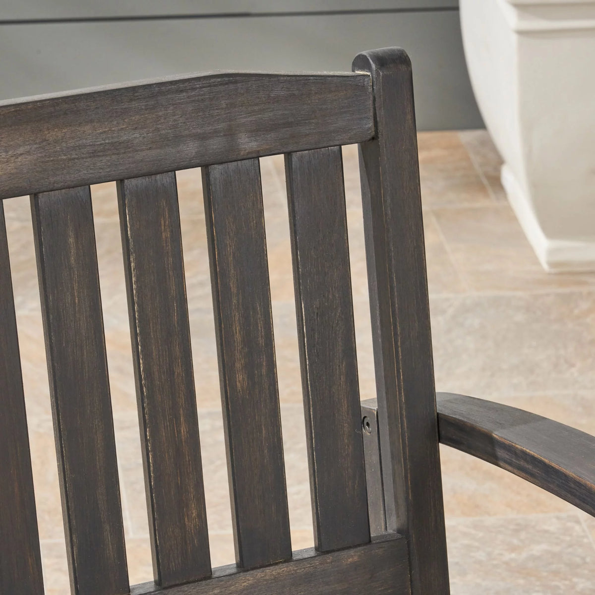 Dark Gray Acacia Wood Patio Rocker X7258