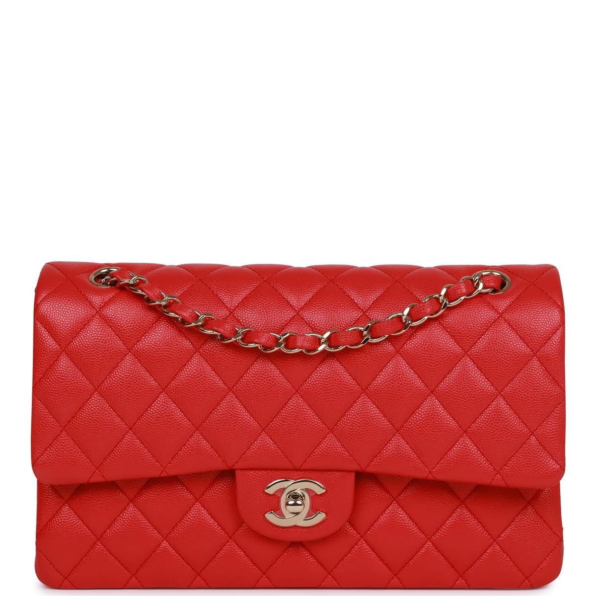 Classic Double Flap Bag Red Caviar O6435