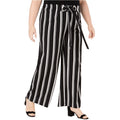 Plus Striped Front-Tie Wide Leg Pants K50208