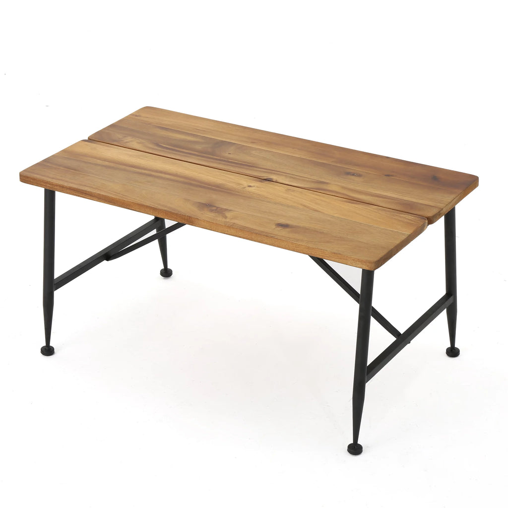 Acacia Wood Coffee Table with Iron Accents I954
