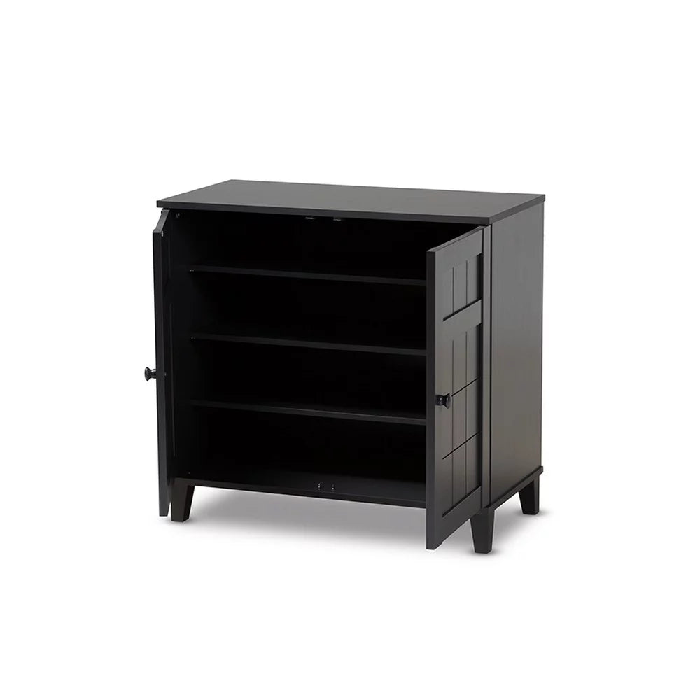 Dark Grey 4-Shelf Wood Shoe Storage Cabinet N728