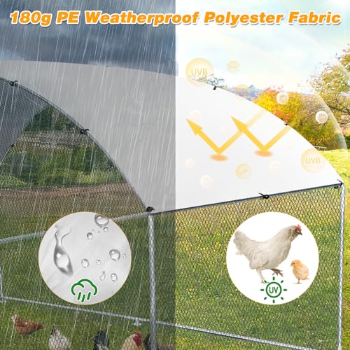 13×10FT Walk-in Galvanized Metal Chicken Coop with Waterproof Anti-UV Cover C50681