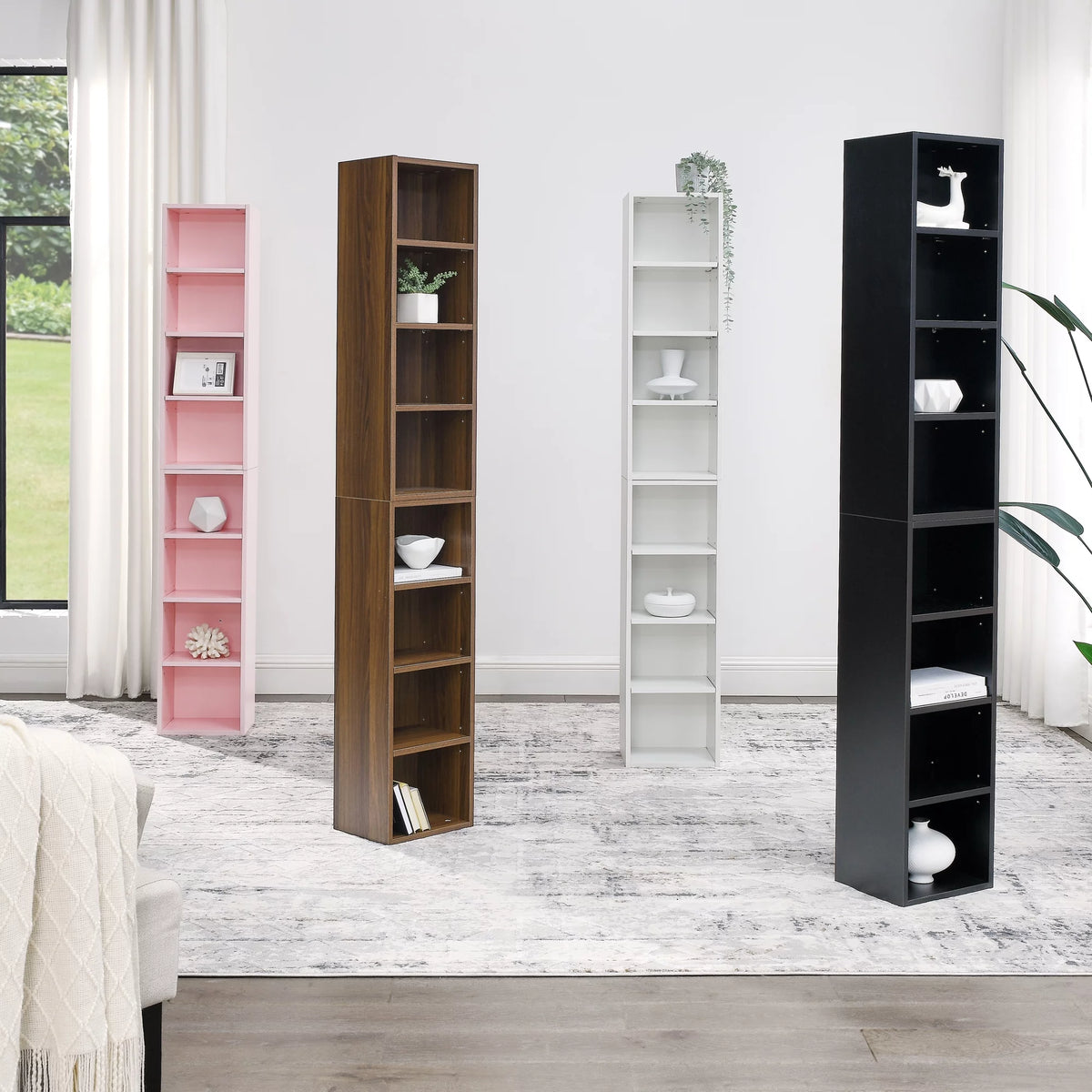8-Tier Media Tower Rack with Adjustable Shelves Q2970
