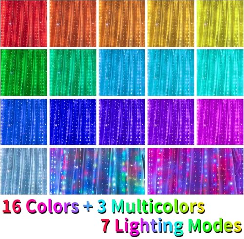 16 Colors Changing Curtain Lights 250 LED 9.8 X 8.8 FT Z43913