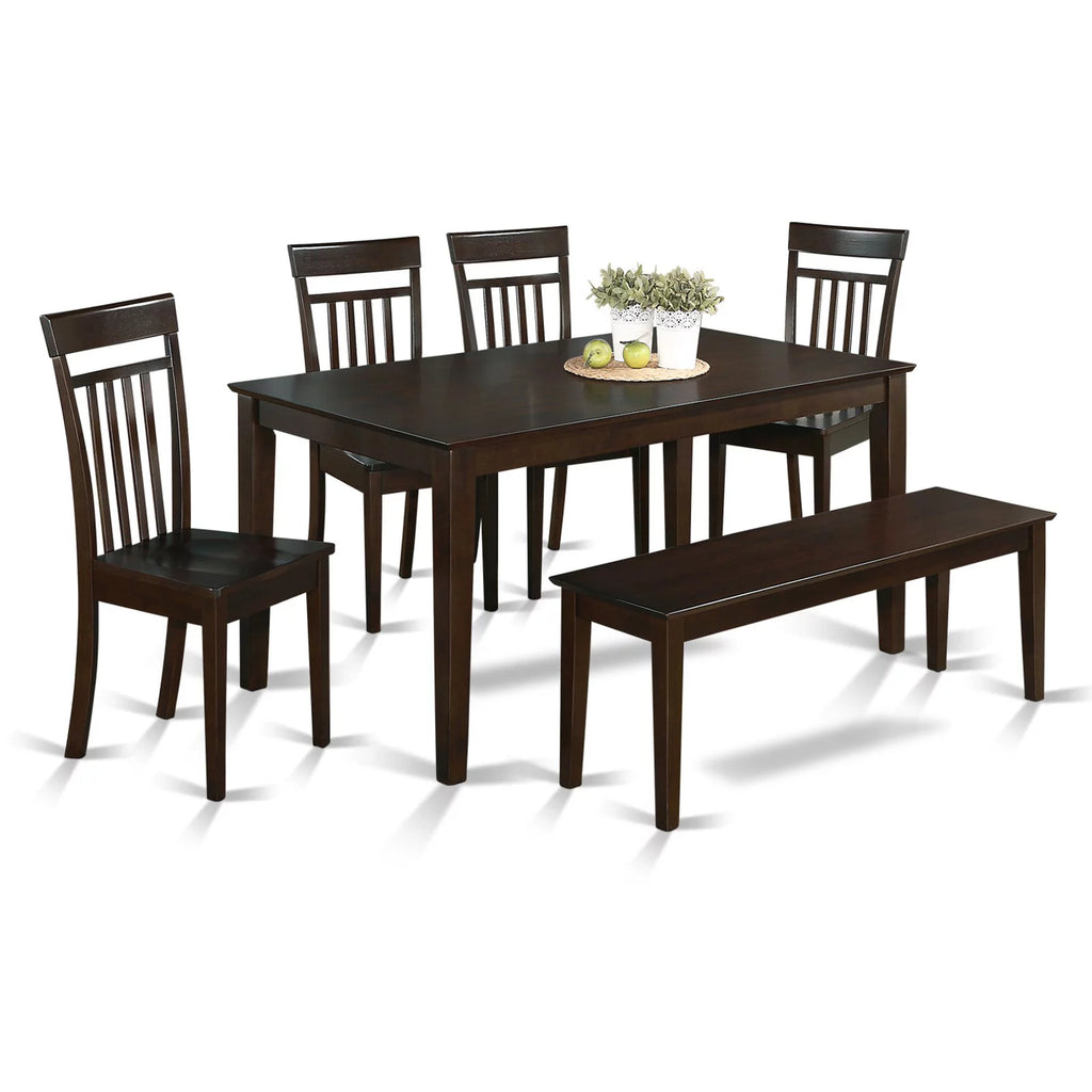 6 Piece Rectangular Dining Table Set with Wooden Seat Chairs L952258