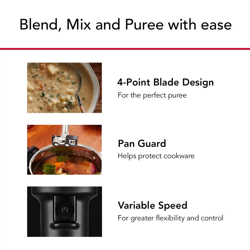 Cordless Variable Speed Hand Blender with Chopper and Whisk Attachment P32625