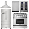 36 in. Propane Gas Range, Range Hood, Refrigerator, Dishwasher, Wine Cooler O102