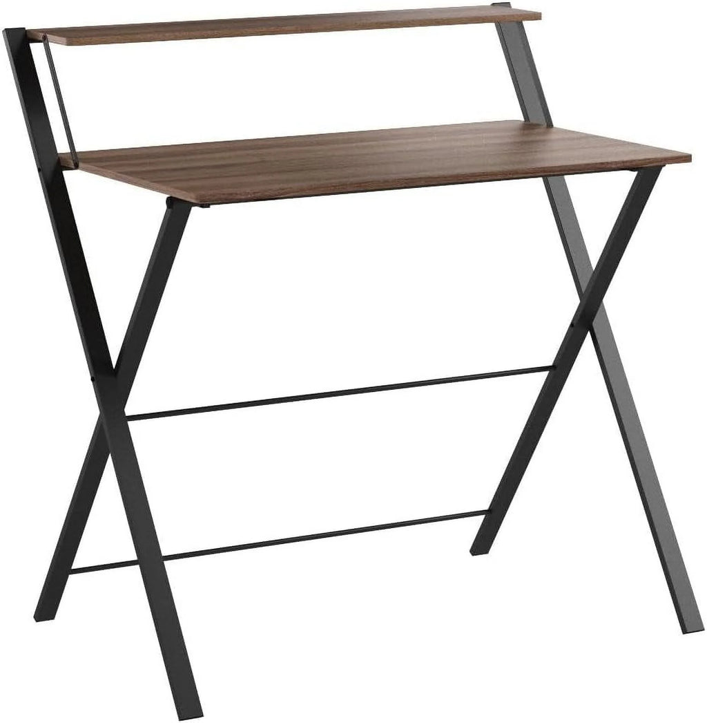 Folding Desk with 2-Tier Shelf 32 x 24.5 inch Y442