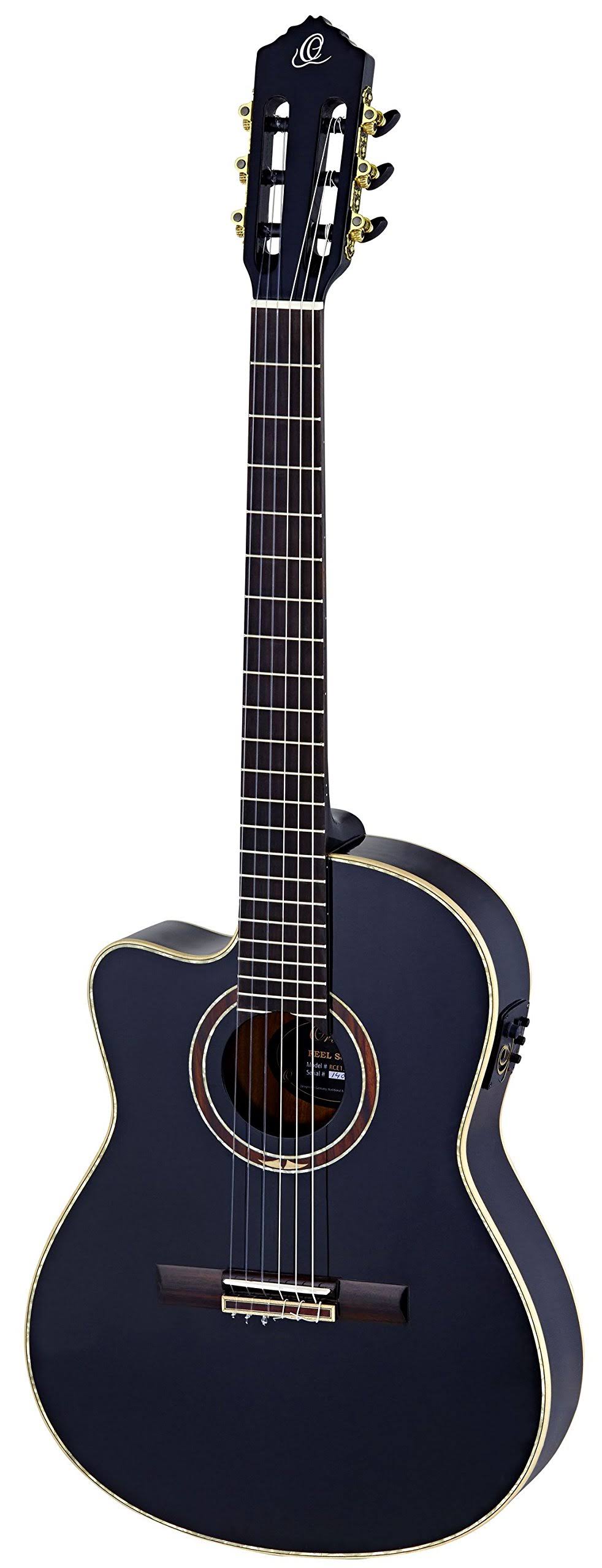 Black Thinline Acoustic Electric Nylon Guitar V234