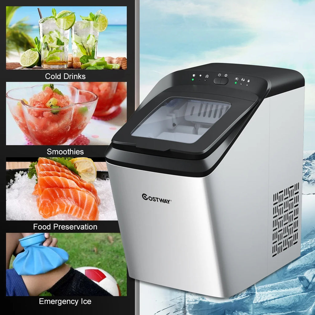 Stainless Steel Countertop Ice Maker with Scoop P485