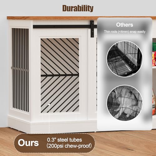 Wooden Double Dog Crate Furniture with Storage Shelves A388569