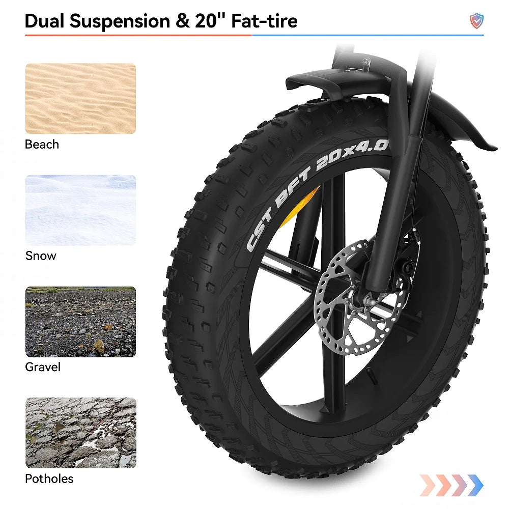 20" x 4.0 Electric Bike with 750W Motor 48V 14Ah Battery 7-Speed E792820