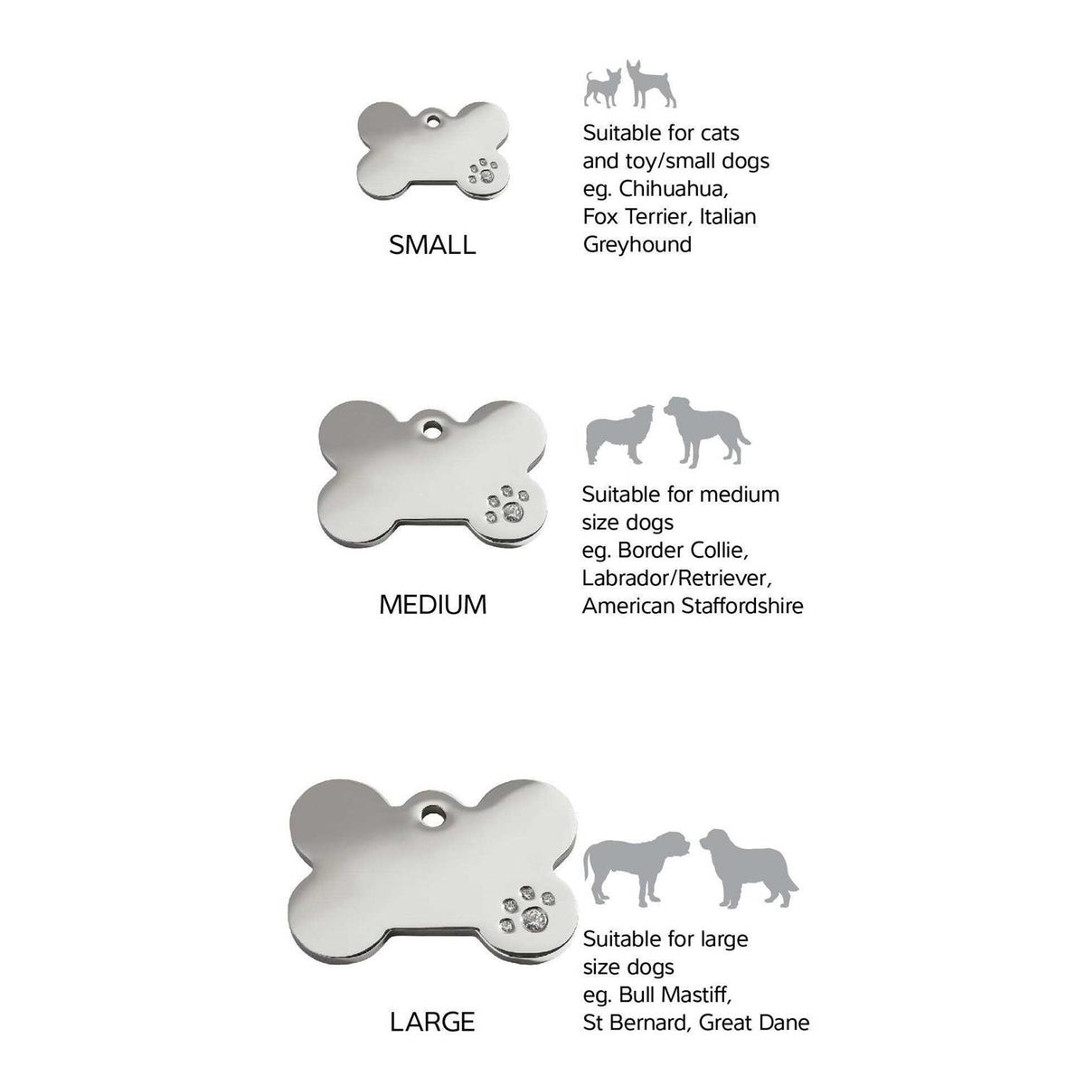 Diamante Pet ID Tag Bone N769
