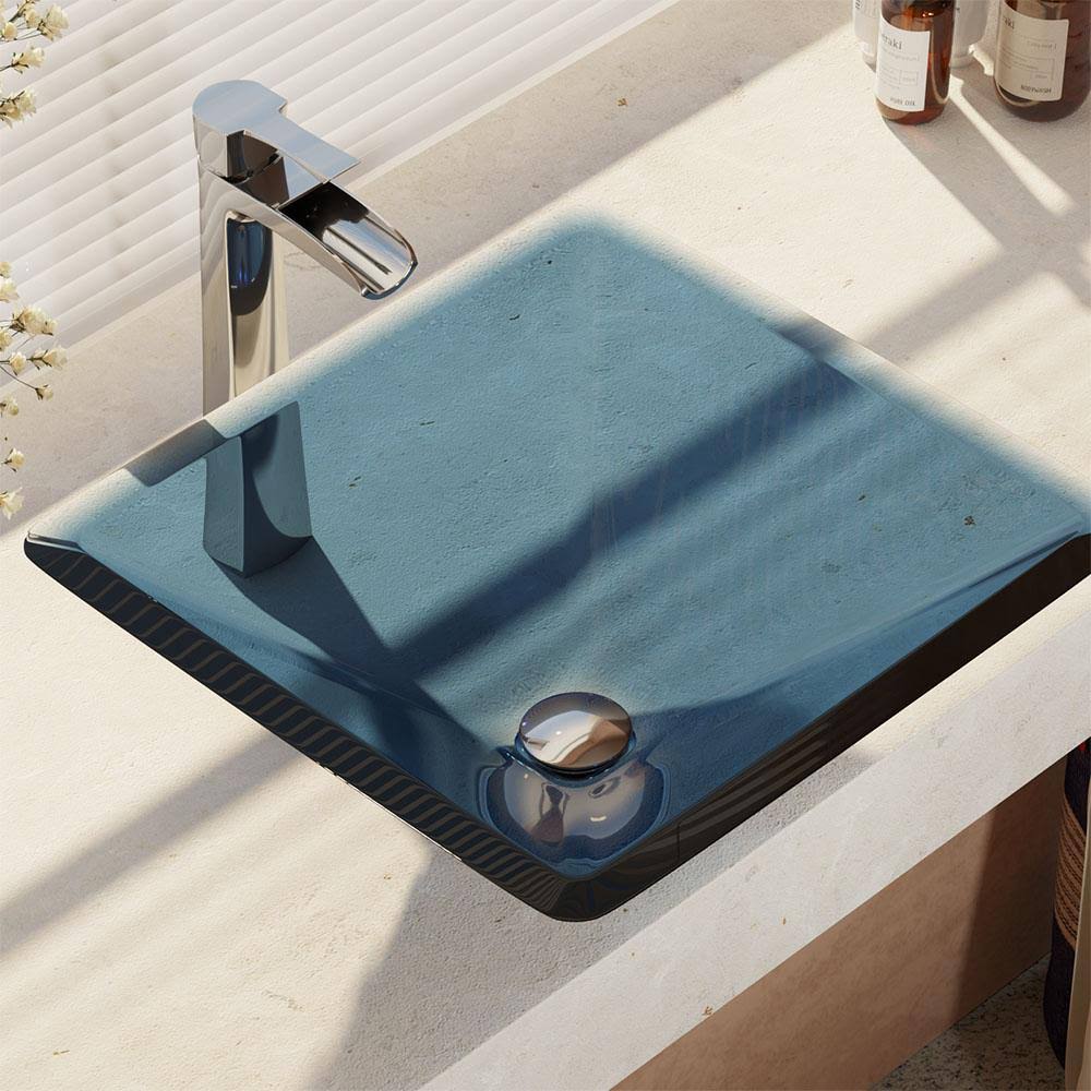 Glass Vessel Bathroom Sink with Vessel Faucet H4744