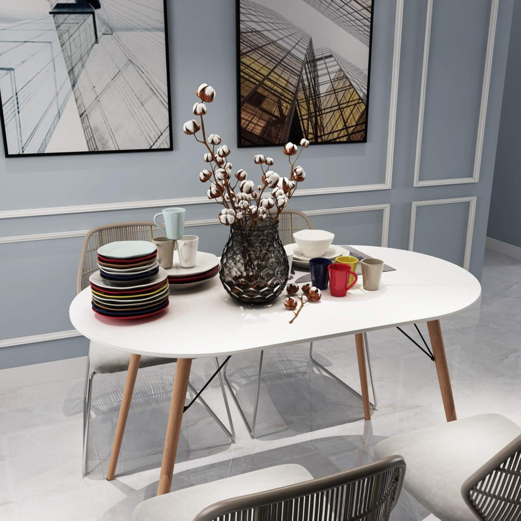 Farmhouse Oval Dining Table White D594