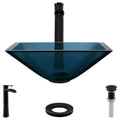Glass Vessel Bathroom Sink with Vessel Faucet H4744