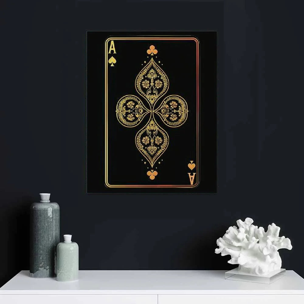 Playing Cards Wall Art Canvas Black and Gold Q308302