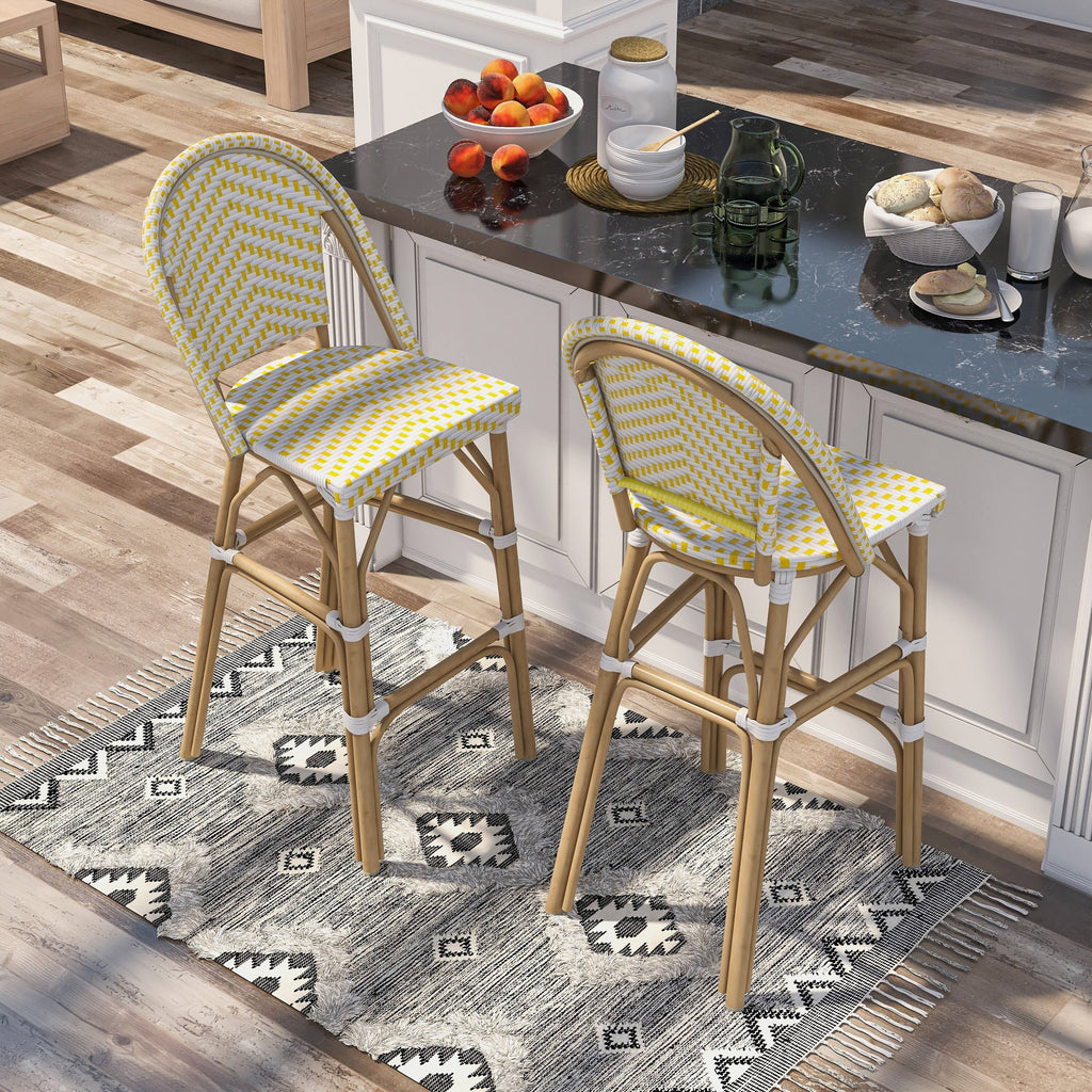 Natural Tone Patio Bar Chairs Set of 2 D77771