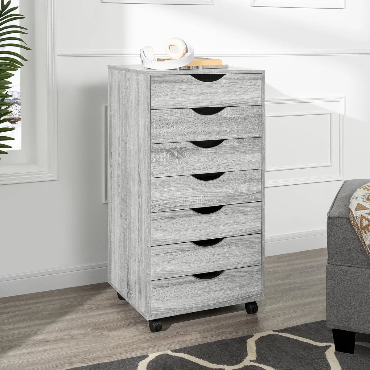 White Wooden Mobile File Cabinet Z17385