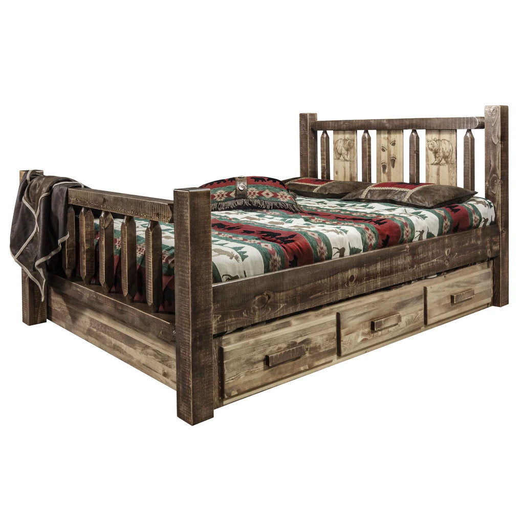 Brown Wood Twin Storage Bed Q5711