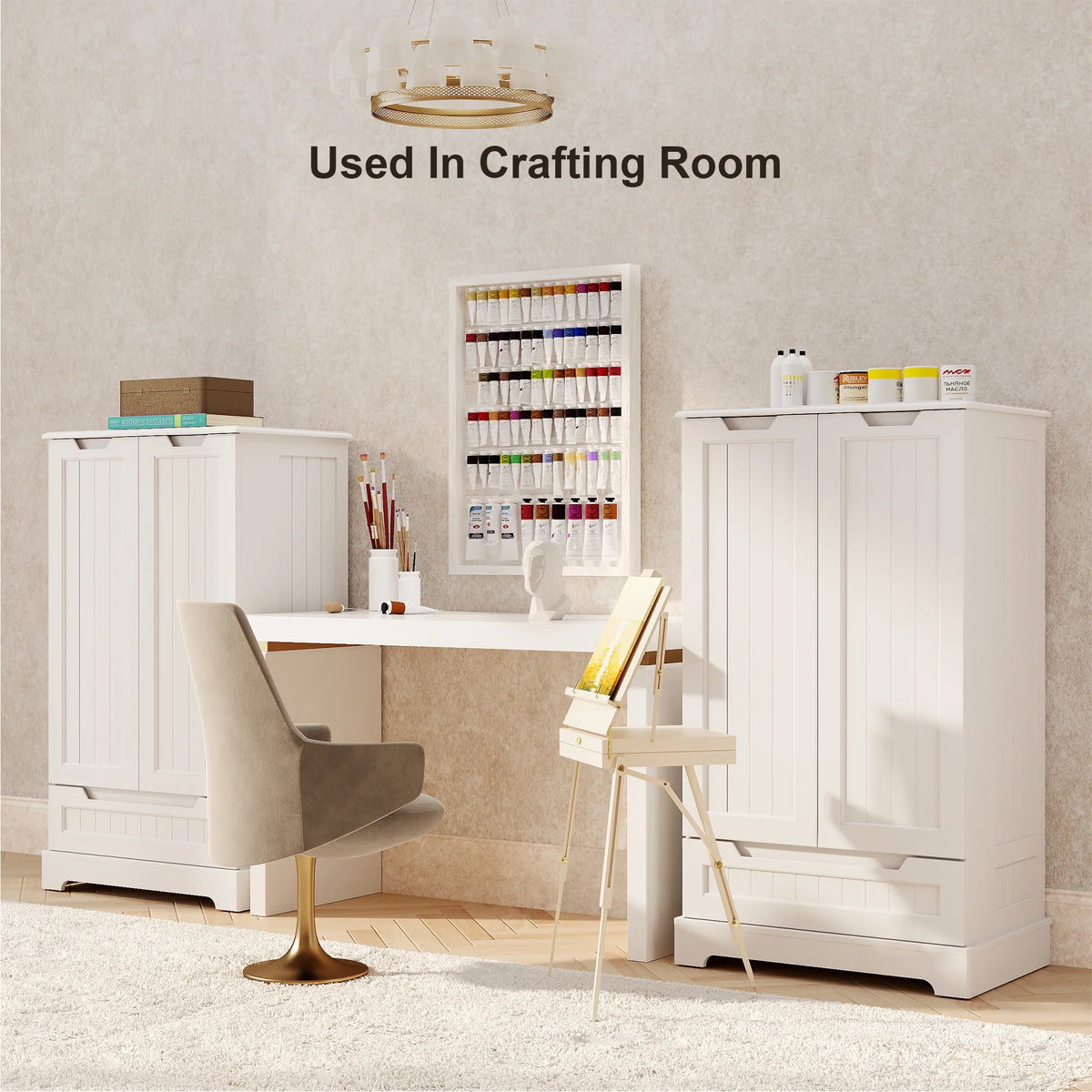 White Kitchen Pantry Storage Cabinet with Door Drawer G1891