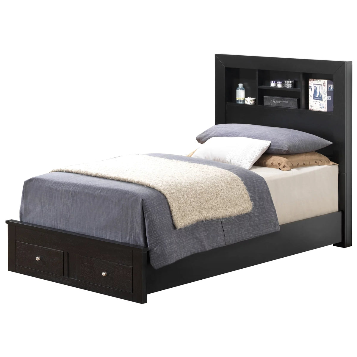 Black Twin Storage Platform Bed C5875