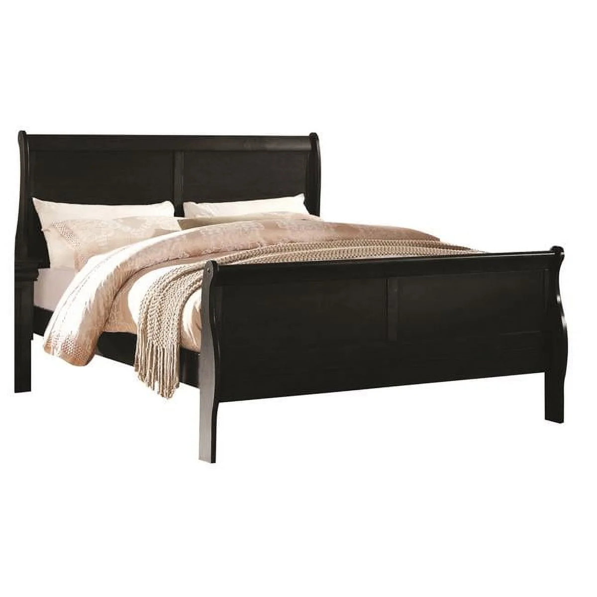 Brown Full Size Wooden Bed with Sleigh Headboard & Footboard F867751