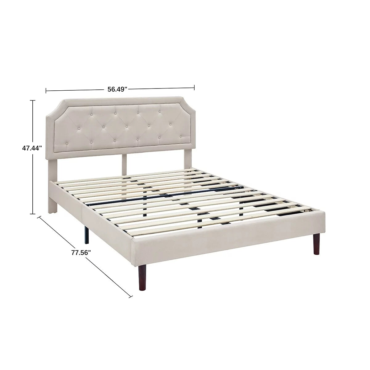 Tufted Upholstered Platform Bed Frame with Adjustable Height Headboard Full E397096