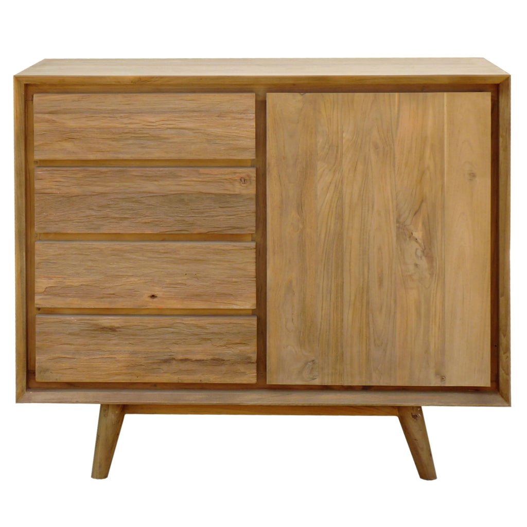 Recycled Teak Wood Chest with 1 Door, 4 Drawers R1710